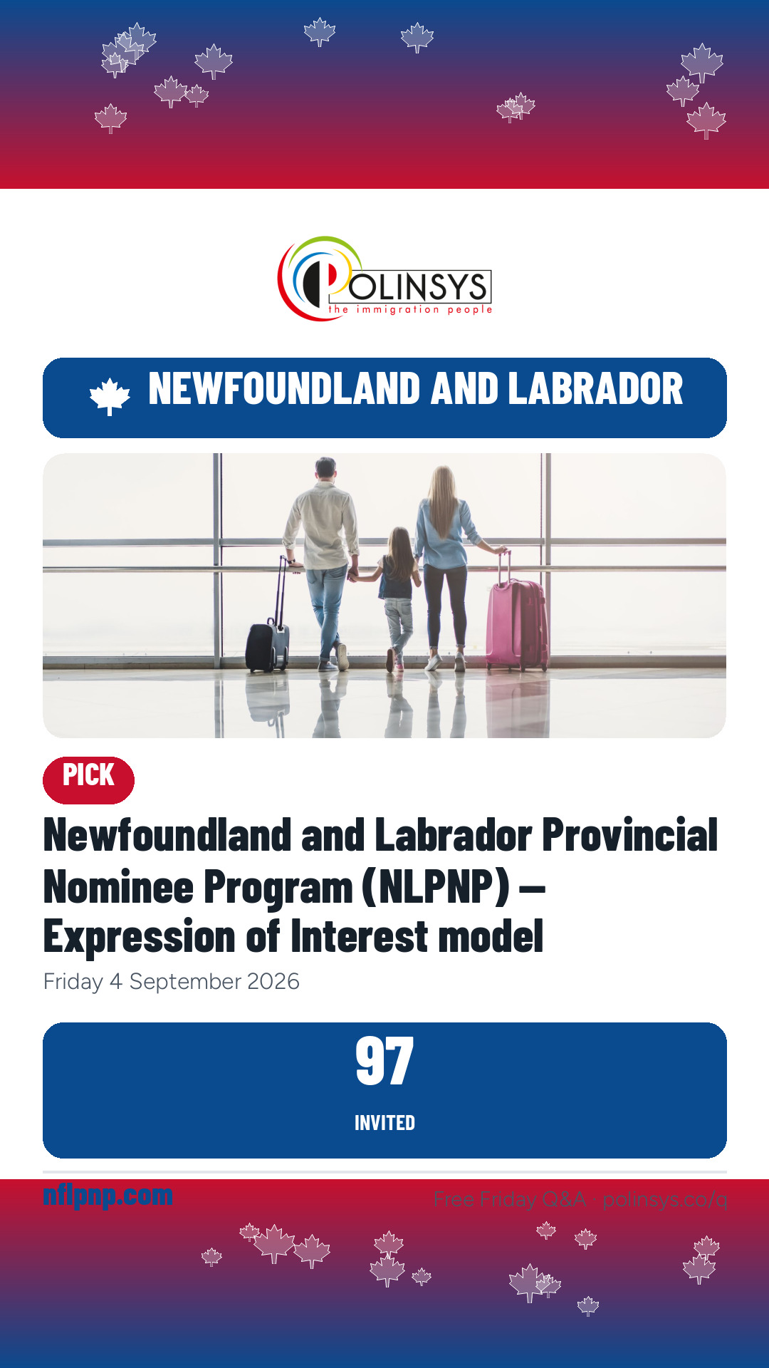 Newfoundland and Labrador Provincial Nominee Program (NLPNP) — Expression of Interest model — 97 invitations, 4 September 2026