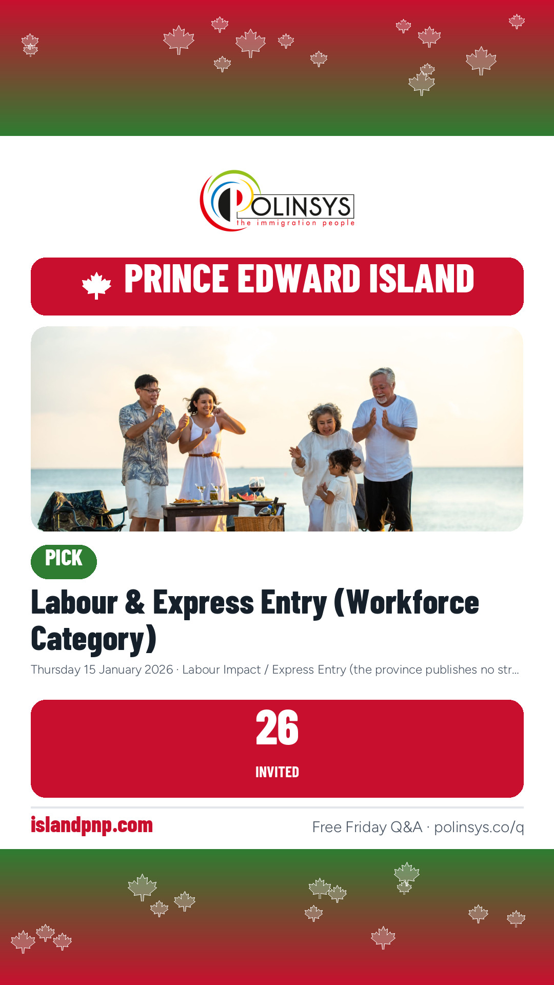Labour & Express Entry (Workforce Category) — 26 invitations, 15 January 2026
