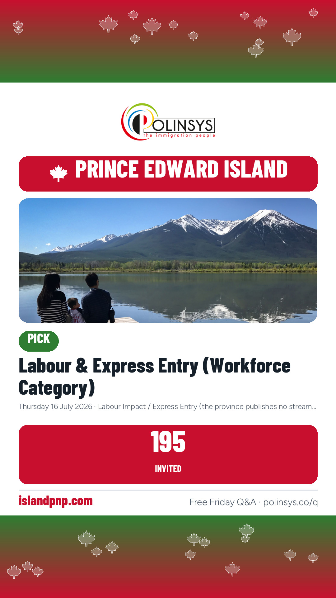 Labour & Express Entry (Workforce Category) — 195 invitations, 16 July 2026
